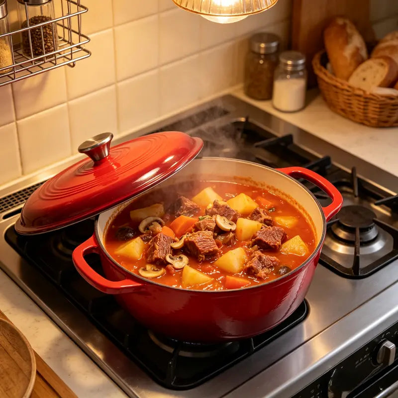 6QT Enameled Dutch Oven for Braising & Camping