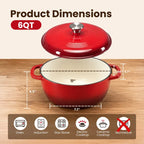 6QT Enameled Dutch Oven for Braising & Camping