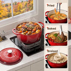6QT Enameled Dutch Oven for Braising & Camping