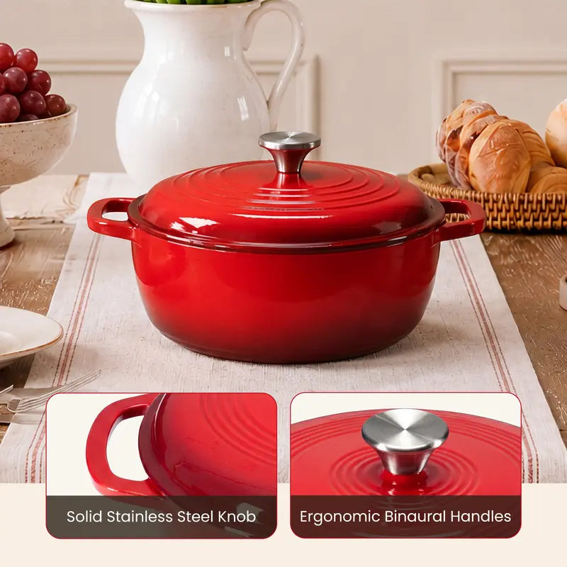 6QT Enameled Dutch Oven for Braising & Camping
