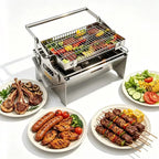 Portable Foldable Stainless Steel｜Camping Picnic Outdoor Grill｜Manual 360° Rotation