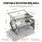 Portable Foldable Stainless Steel｜Camping Picnic Outdoor Grill｜Manual 360° Rotation